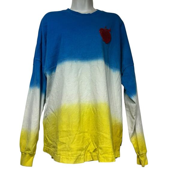 Disney Snow White Spirit Jersey Blue Yellow Ombre Poison Apple Disneyland Sz M - Picture 1 of 6